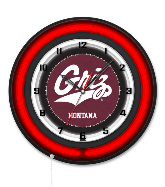 University of Montana 19| Black Case Neon Clock