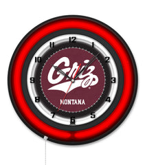 University of Montana 19" Black Case Neon Clock