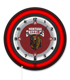 University of Montana Black Case Neon Clock