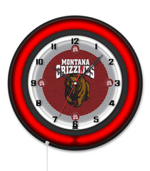 University of Montana Black Case Neon Clock