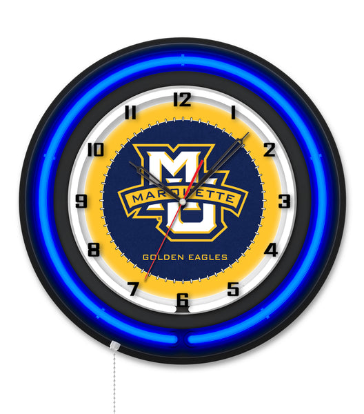 Marquette University 19" Black Case Neon Clock