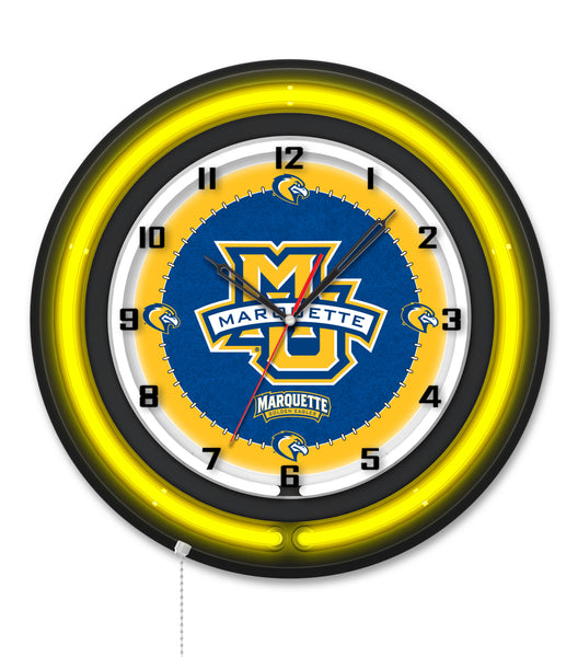 Marquette University Black Case Neon Clock