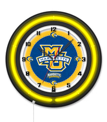 Marquette University Black Case Neon Clock