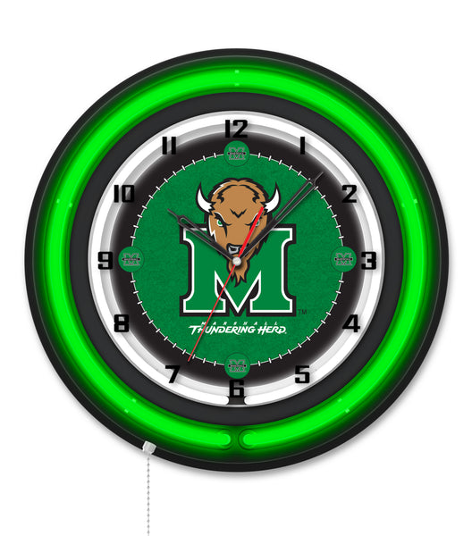 Marshall University Black Case Neon Clock