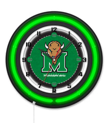 Marshall University Black Case Neon Clock