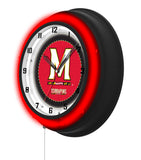 University of Maryland Black Case Neon Clock