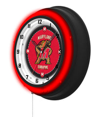 University of Maryland Black Case Neon Clock