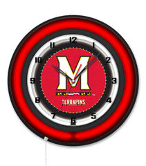 University of Maryland Black Case Neon Clock
