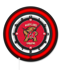 University of Maryland Black Case Neon Clock