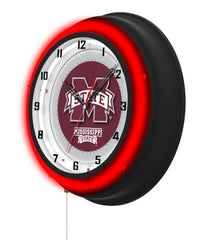 Mississippi State University Black Case Neon Clock