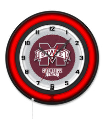 Mississippi State University Black Case Neon Clock