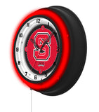 North Carolina State University Black Case Neon Clock