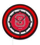 North Carolina State University Black Case Neon Clock