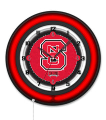 North Carolina State University Black Case Neon Clock