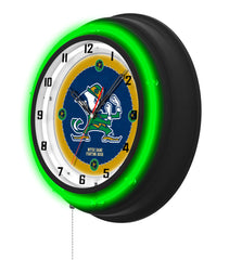 Notre Dame (Leprechaun) Black Case Neon Clock