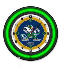 Notre Dame (Leprechaun) Black Case Neon Clock