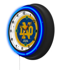 Notre Dame (ND) Black Case Neon Clock