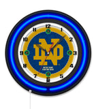 Notre Dame (ND) Black Case Neon Clock