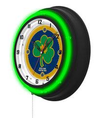 Notre Dame (Shamrock) Black Case Neon Clock