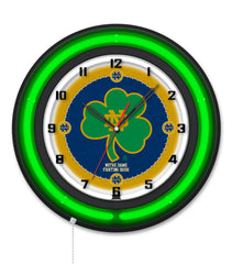 Notre Dame (Shamrock) Black Case Neon Clock