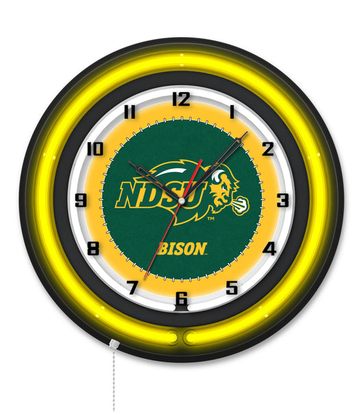North Dakota State University 19" Black Case Neon Clock