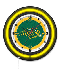 North Dakota State University Black Case Neon Clock