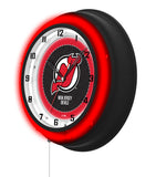 New Jersey Devils Black Case Neon Clock