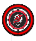 New Jersey Devils Black Case Neon Clock