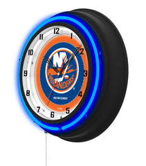 New York Islanders Black Case Neon Clock