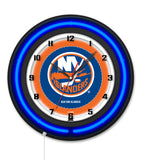 New York Islanders Black Case Neon Clock