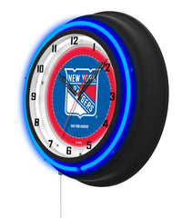 New York Rangers Black Case Neon Clock