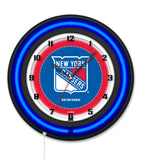 New York Rangers Black Case Neon Clock