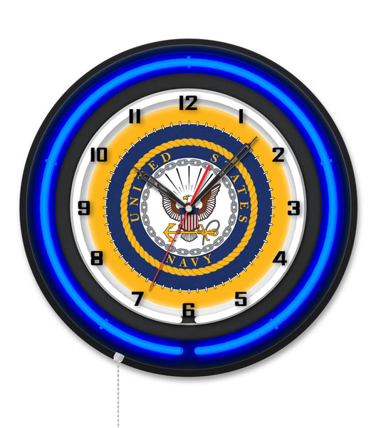 United States Navy Black Case Neon Clock