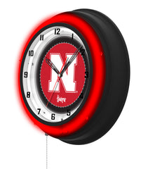 University of Nebraska Black Case Neon Clock