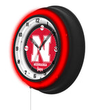 University of Nebraska Black Case Neon Clock