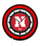 University of Nebraska Black Case Neon Clock
