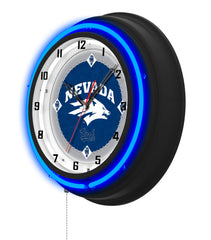 University of Nevada Black Case Neon Clock