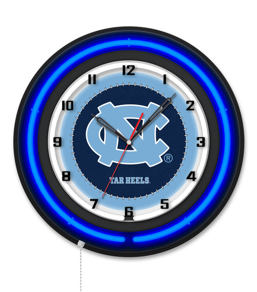University of North Carolina Black Case Neon Clock