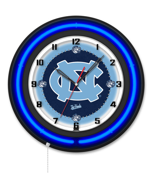 University of North Carolina Black Case Neon Clock