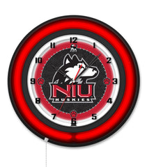 University of Northern Illinois Black Case Neon Clock