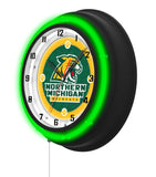 Northern Michigan University Black Case Neon Clock