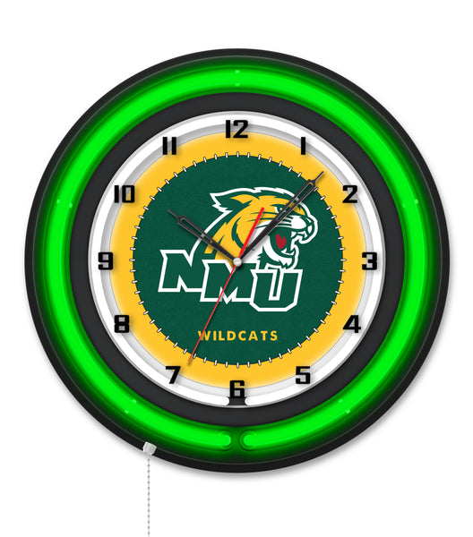 Northern Michigan University Black Case Neon Clock