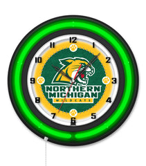 Northern Michigan University Black Case Neon Clock