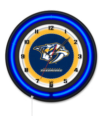 Nashville Predators Black Case Neon Clock