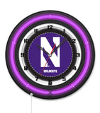 Northwestern University Black Case Neon Clock