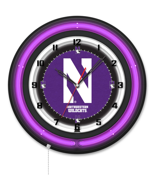 Northwestern University Black Case Neon Clock