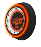 Oklahoma State University Black Case Neon Clock