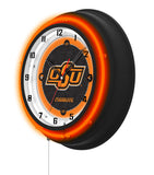 Oklahoma State University Black Case Neon Clock