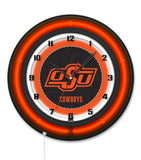 Oklahoma State University Black Case Neon Clock