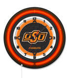 Oklahoma State University Black Case Neon Clock